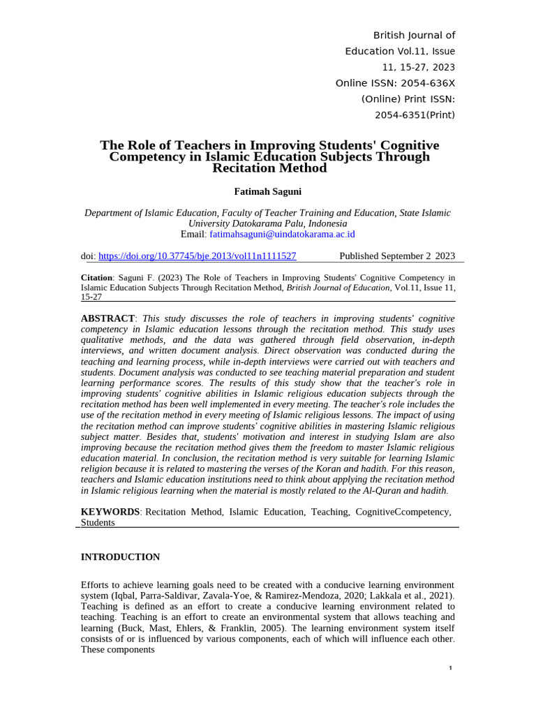 The Role of Teachers | PDF | Teachers | Thought