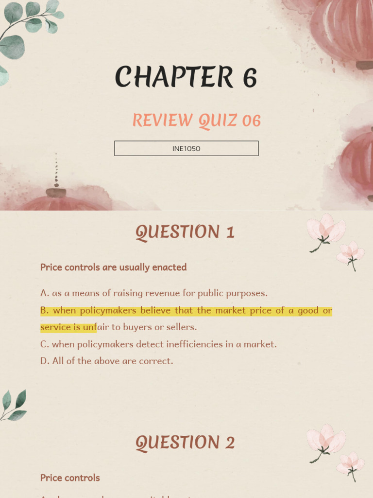 Chapter 6 - Review Quiz 06 | PDF | Taxes | Tax Incidence