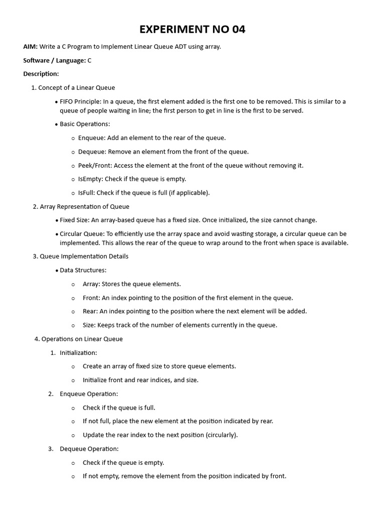 EXP 4 PDF Queue Abstract Data Type Formal Methods Exp 4 pdf queue abstract data type formal methods