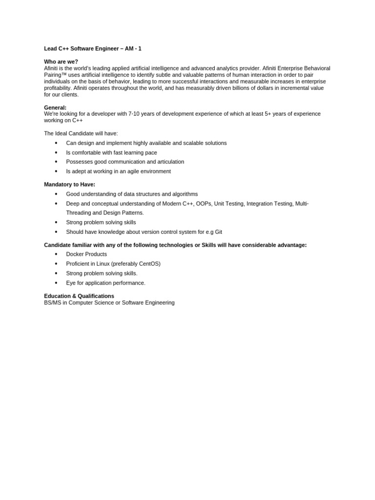 C Software Engineer AM | PDF