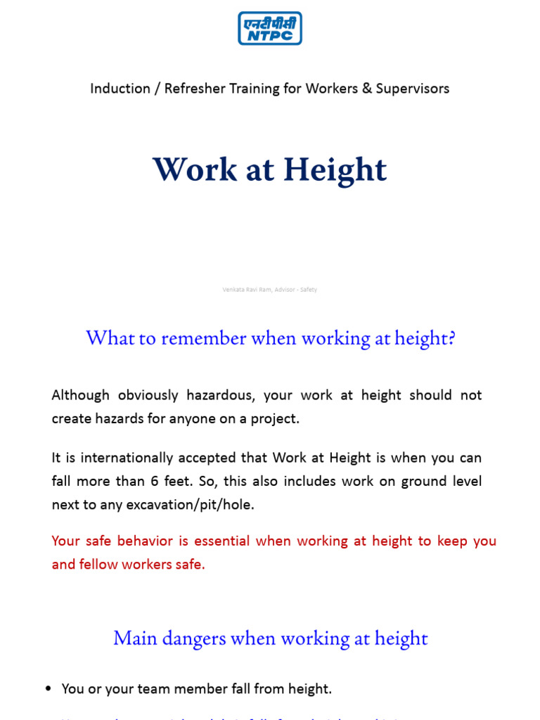 Work at Height Safety Training Guide | PDF | Scaffolding | Ladder