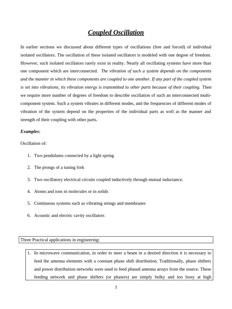 Understanding Coupled Oscillation Systems | PDF | Normal Mode | Oscillation