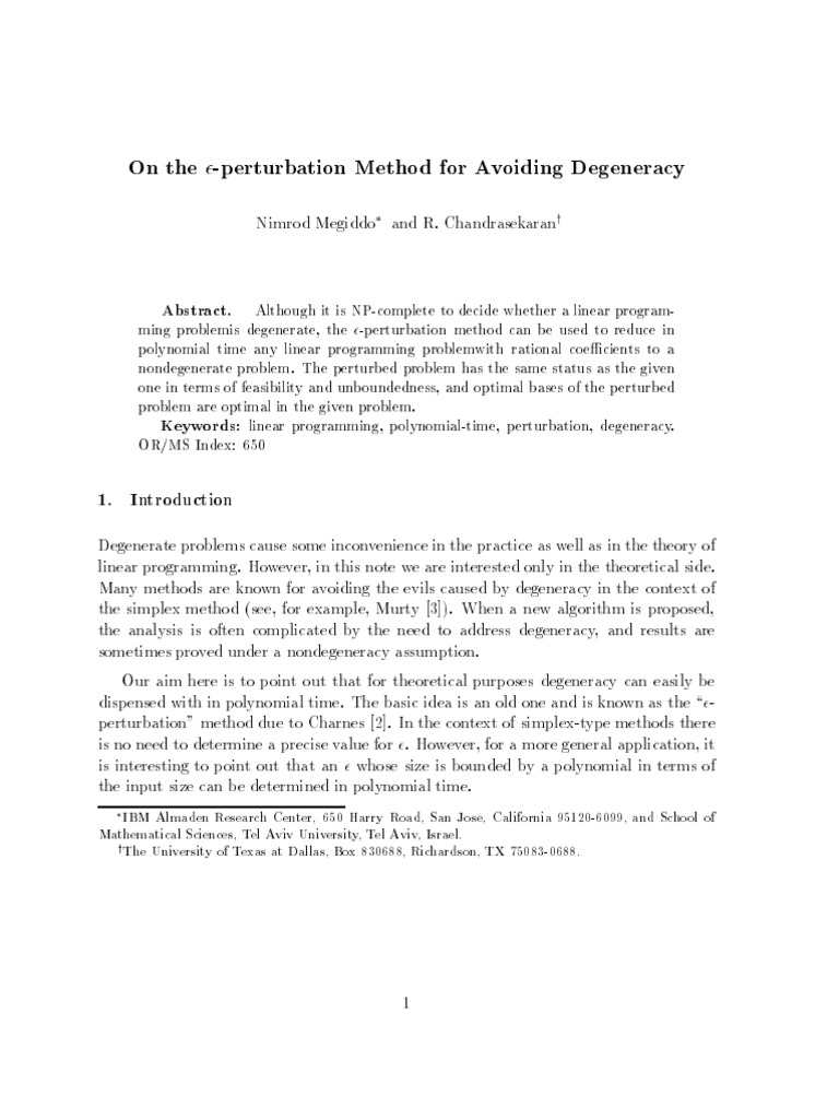 On The e Perturbation Method For Avoiding Degeneracy | PDF | Linear ...