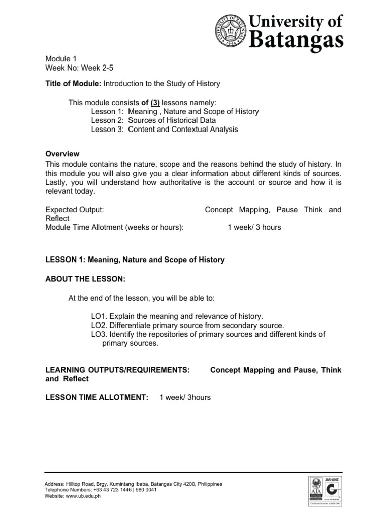Introduction to History Module | PDF | Philippines | Concept