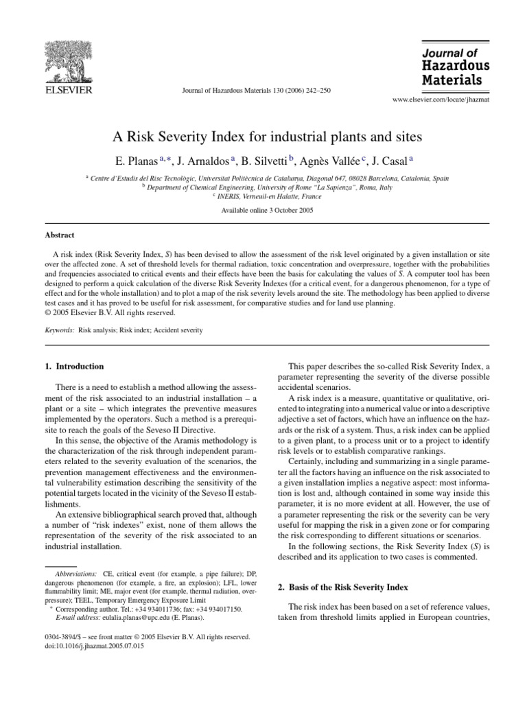 2006-planas-a-risk-severity-index-for-industrial-plants-and-sites