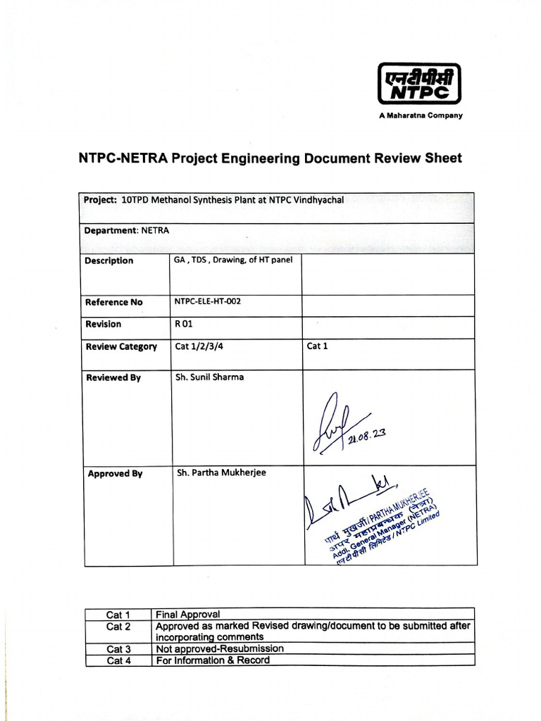 HT Panel Drawing for NTPC Methanol Plant | PDF | Equipment | Physical ...