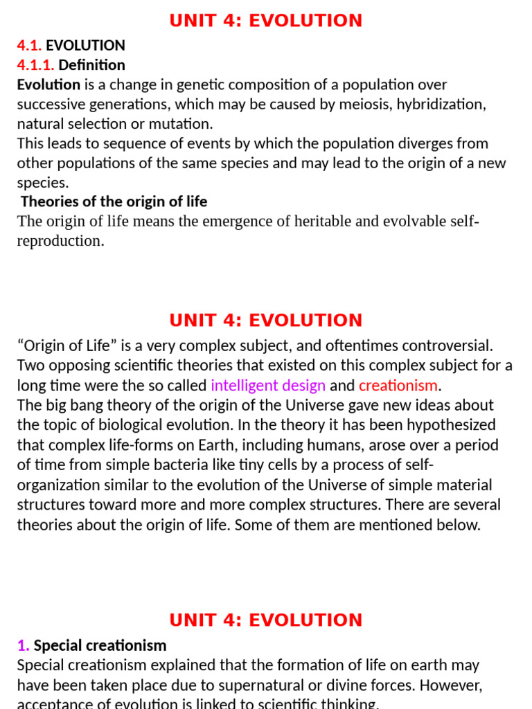 UNIT 4 Evolution | PDF | Lucy (Australopithecus) | Evolution