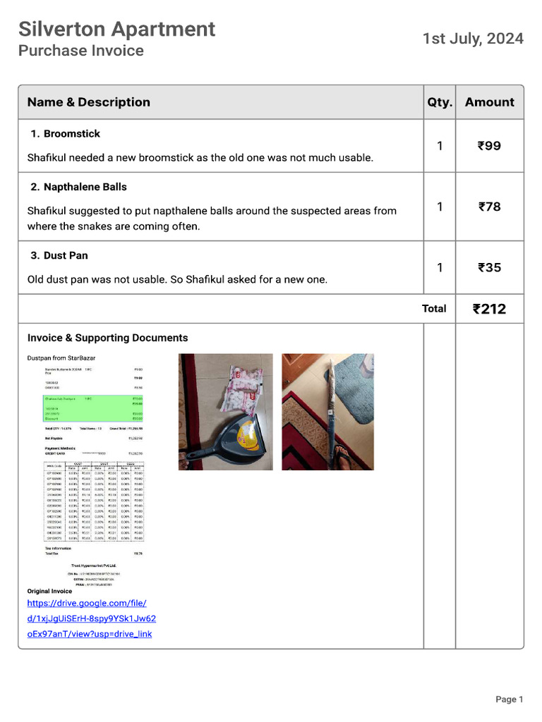 Housekeeping Invoice 2 Pdf