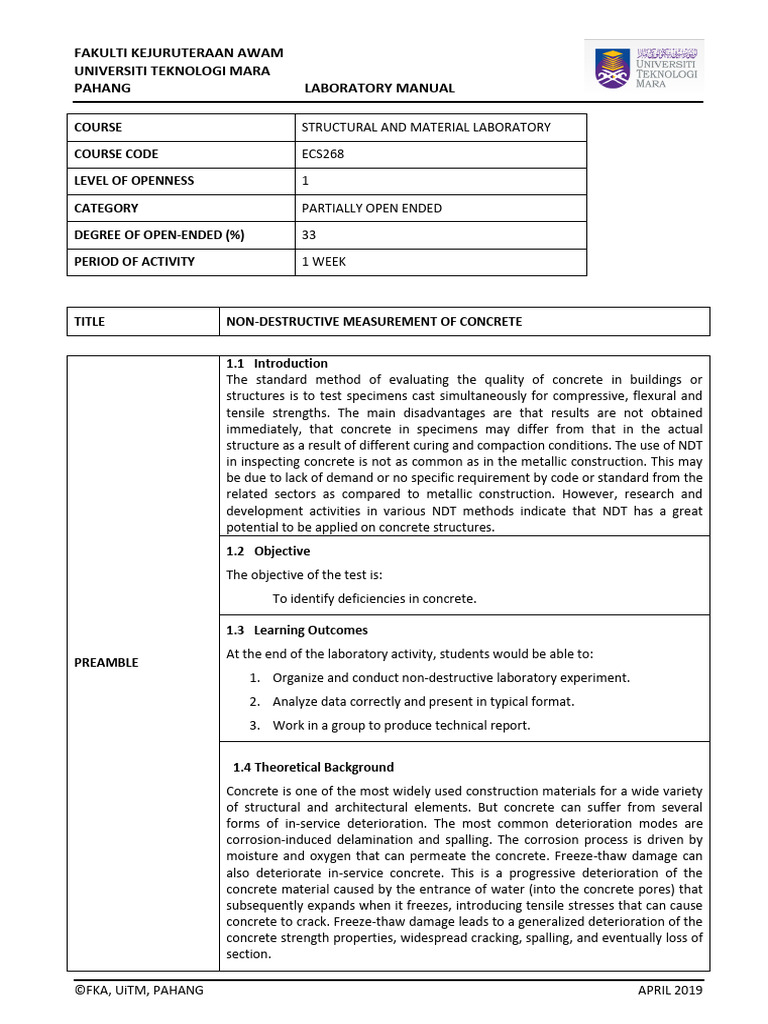 Non-Destructive Testing of Concrete | PDF | Concrete | Nondestructive ...