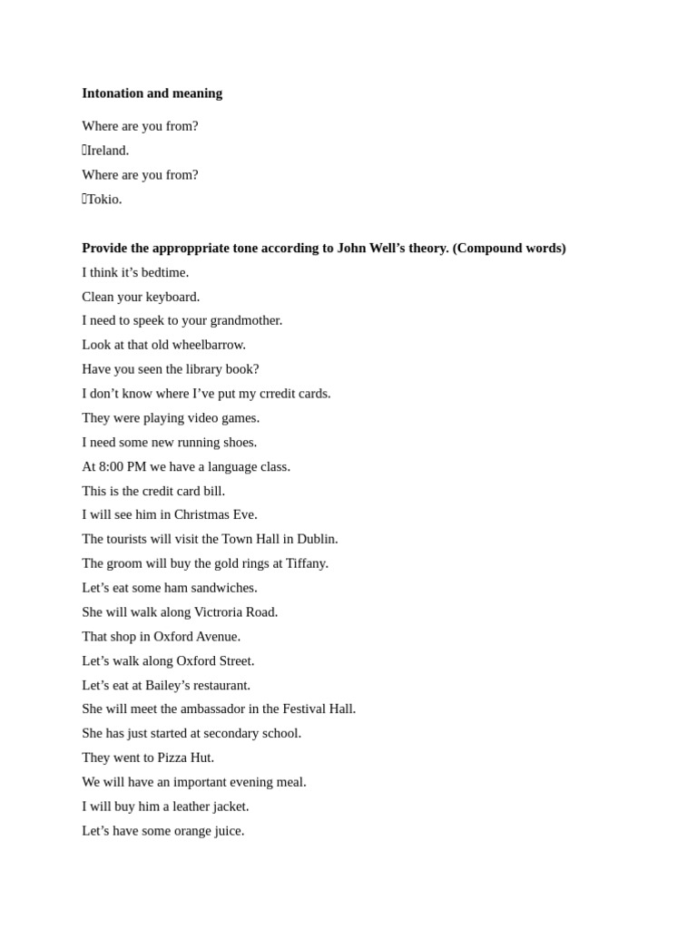 Intonation Patterns for ESL Learners | PDF