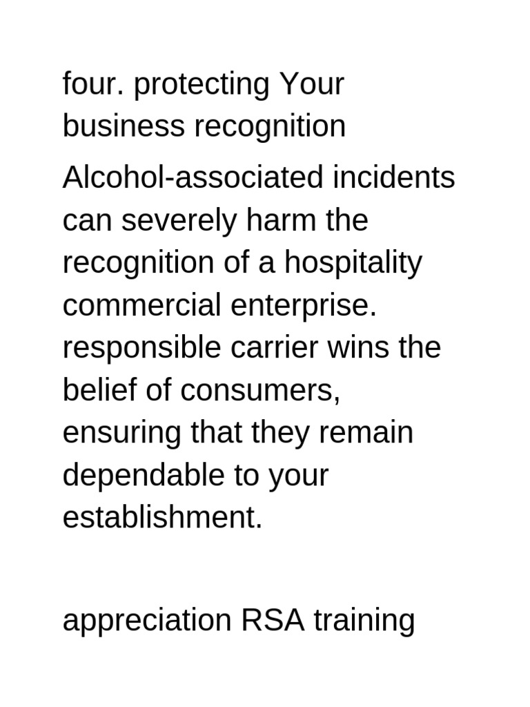 RSA Training for Responsible Alcohol Service | PDF