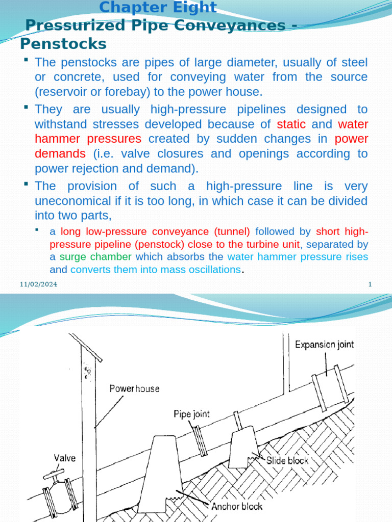 Chapter 8 Penstock | PDF | Pipe (Fluid Conveyance) | Mechanical Engineering
