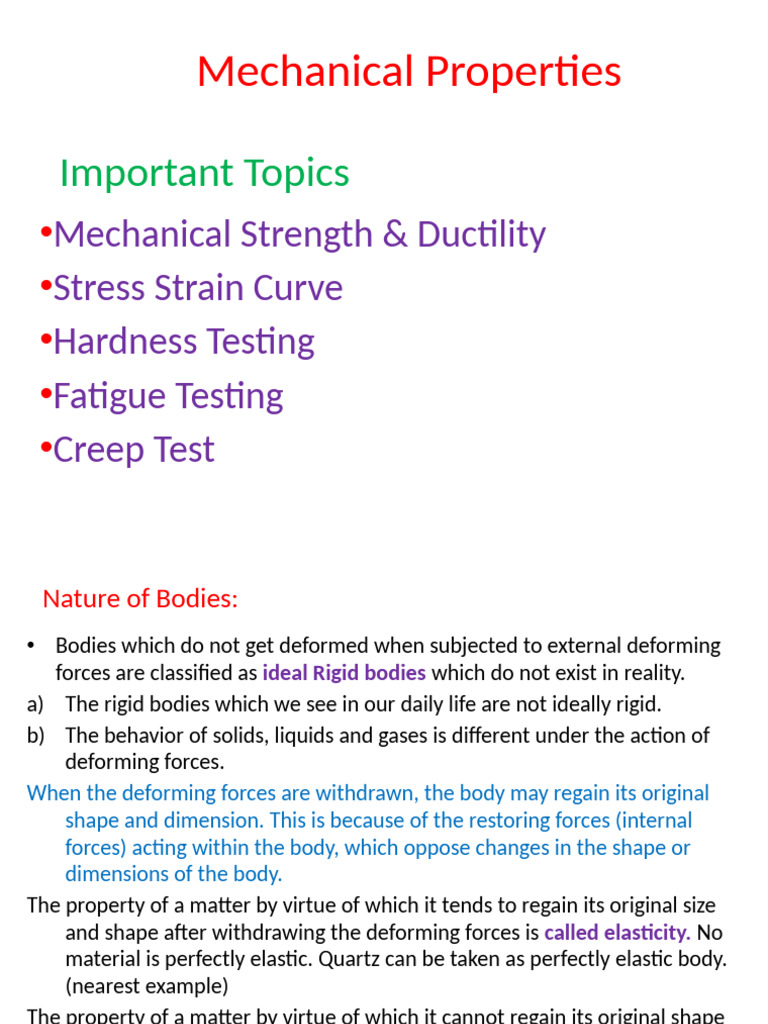 Mechanical Properties and Testing Methods | PDF | Deformation ...