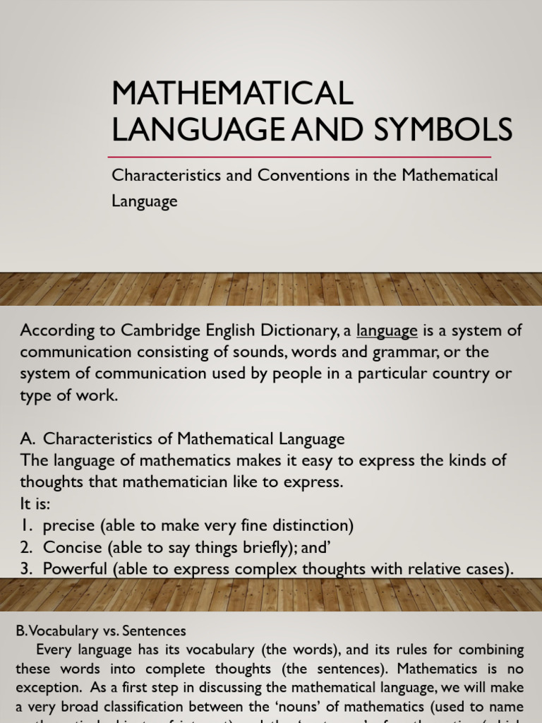 MATHEMATICAL-LANGUAGE-AND-SYMBOLS | PDF | Mathematics | English Language