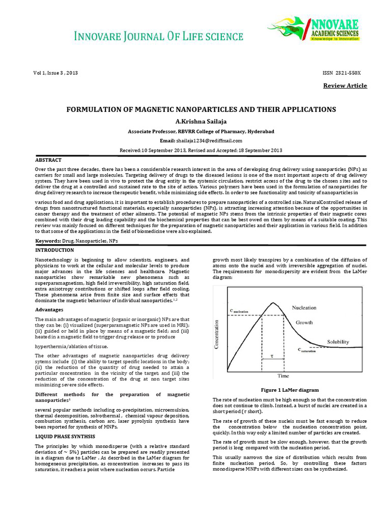 Magnetic Nanoparticles | PDF | Nanoparticle | Chemical Reactions