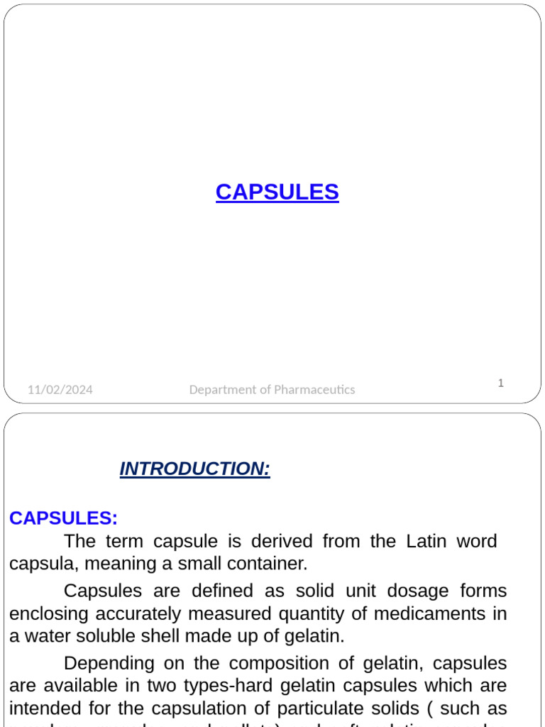 Understanding Capsule Formulations in Pharmaceutics | PDF ...