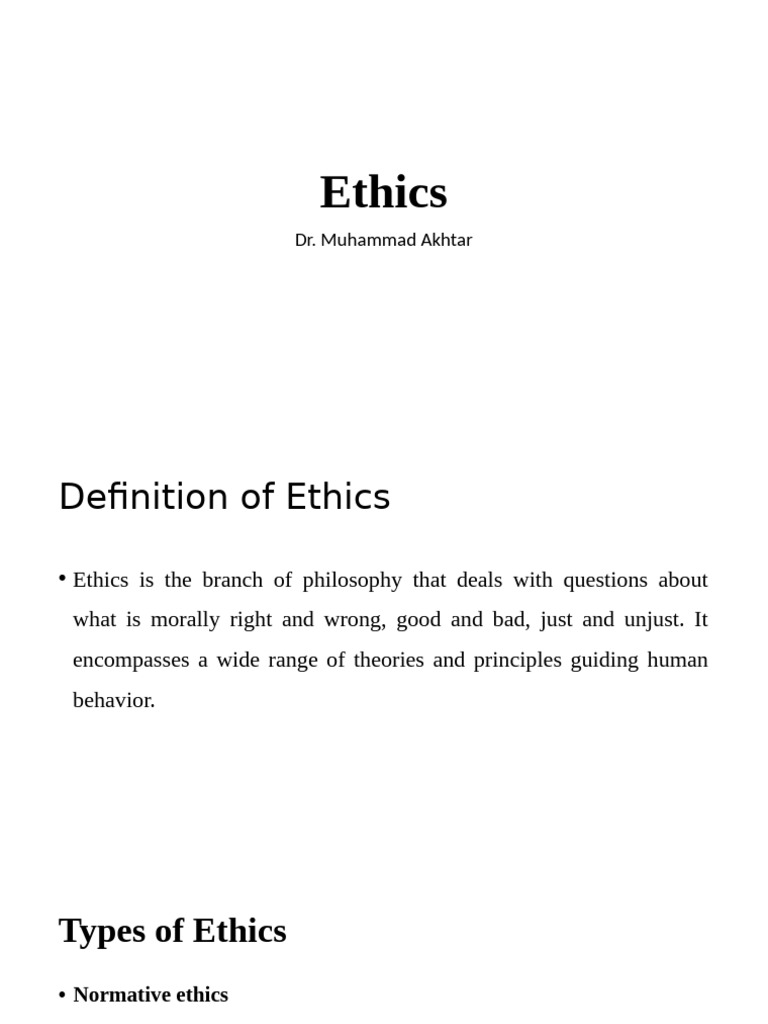 Understanding Ethics and Its Types | PDF