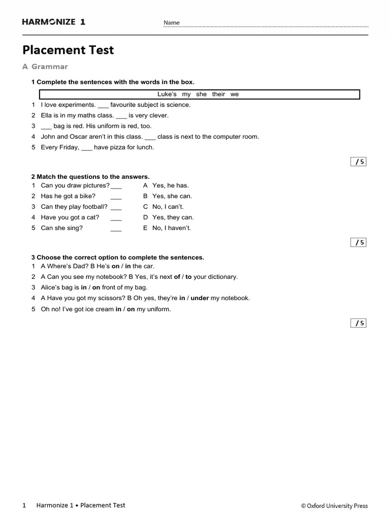 Harmonize 1 placement tests pdf linguistics human communication