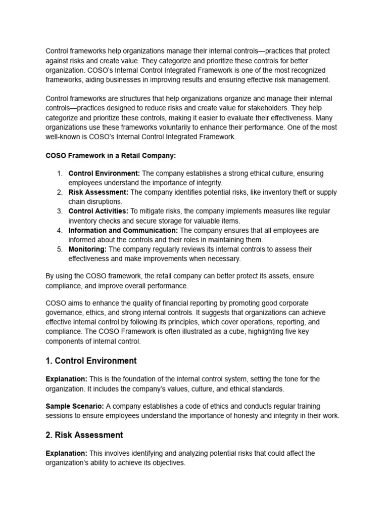 Control Frameworks Help Organizations Manage Their Internal Controls ...