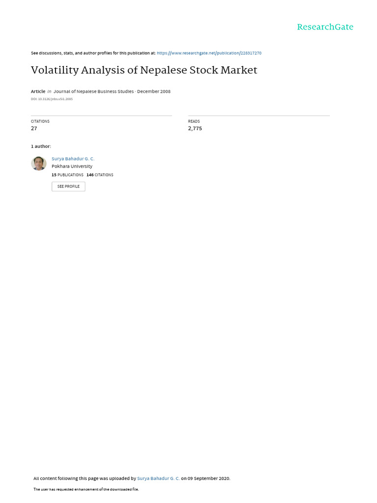 Volatility in Nepalese Stock Market Analysis | PDF | Volatility ...