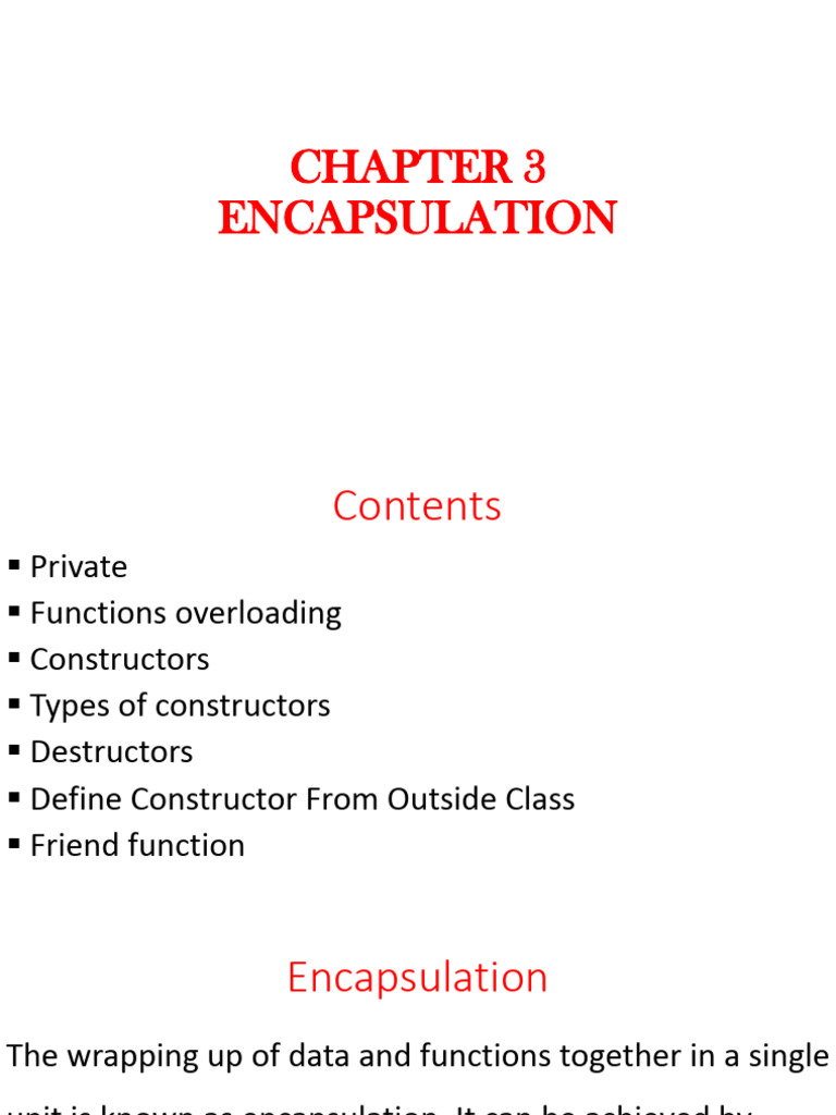 Chap 3 (Encapsulation) | PDF | Constructor (Object Oriented Programming ...