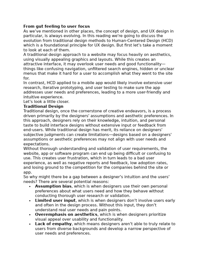 Evolution from Traditional to HCD Design | PDF | Usability | Design