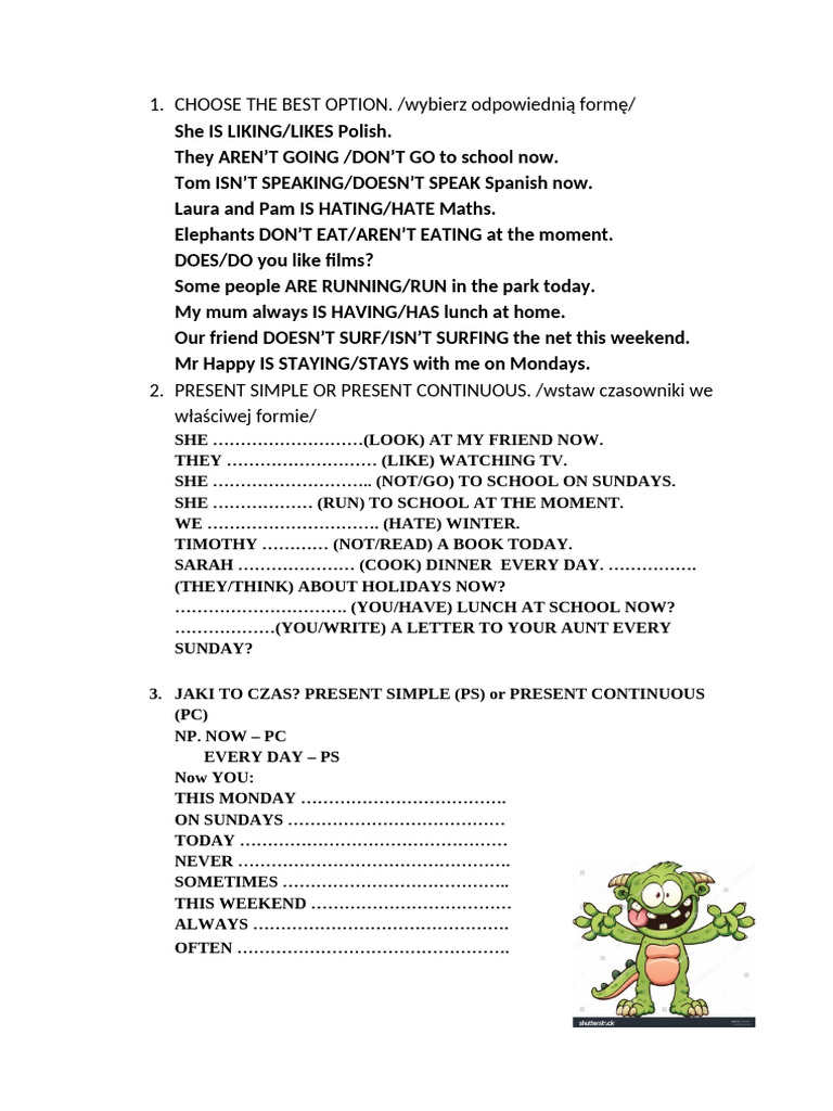 Present Simple Continuous 6B | PDF | Language Arts & Discipline | Art