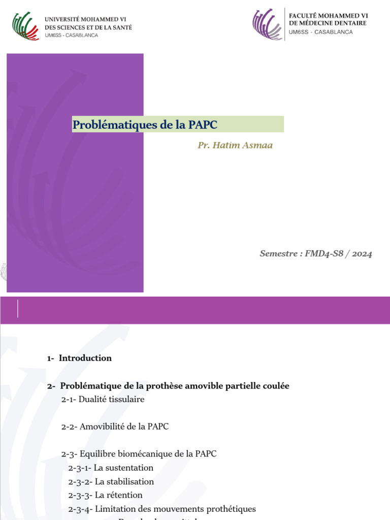 Problématiques de la PAPC et dualité tissulaire | PDF | Prothèse ...