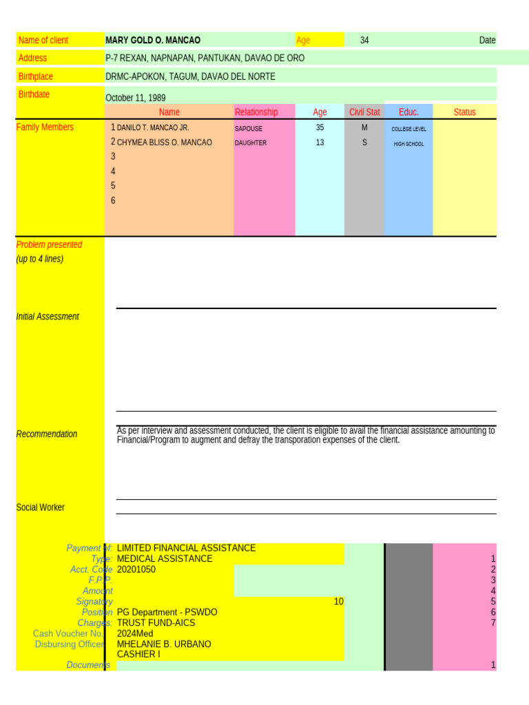 Intake Sheet | PDF | Social Programs