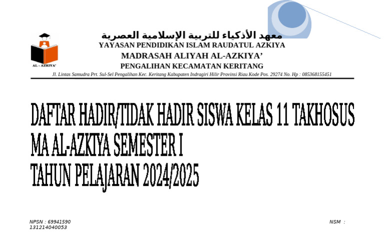 Madrasah Al-Azkiya Keritang Riau | PDF