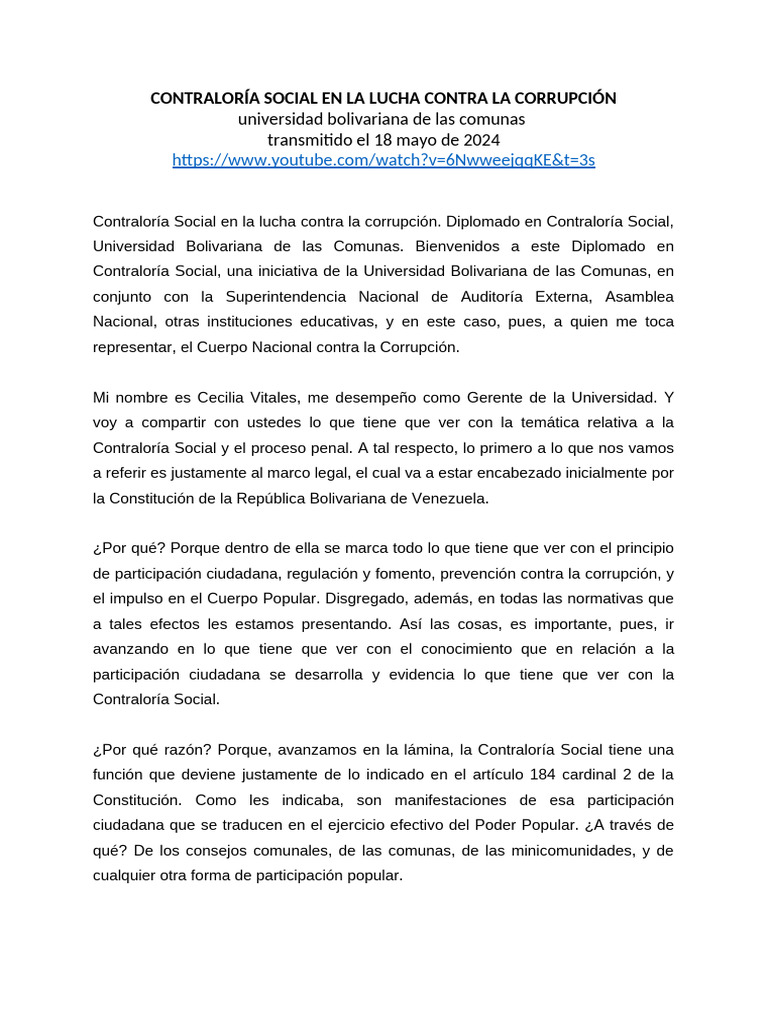 Contraloria Social en La Lucha Contra La Corrupcion | PDF | Corrupción ...