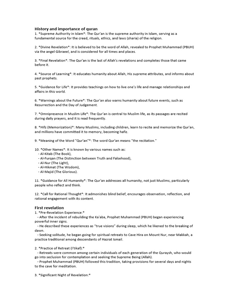 history-and-importance-of-quran-pdf-quran-islam