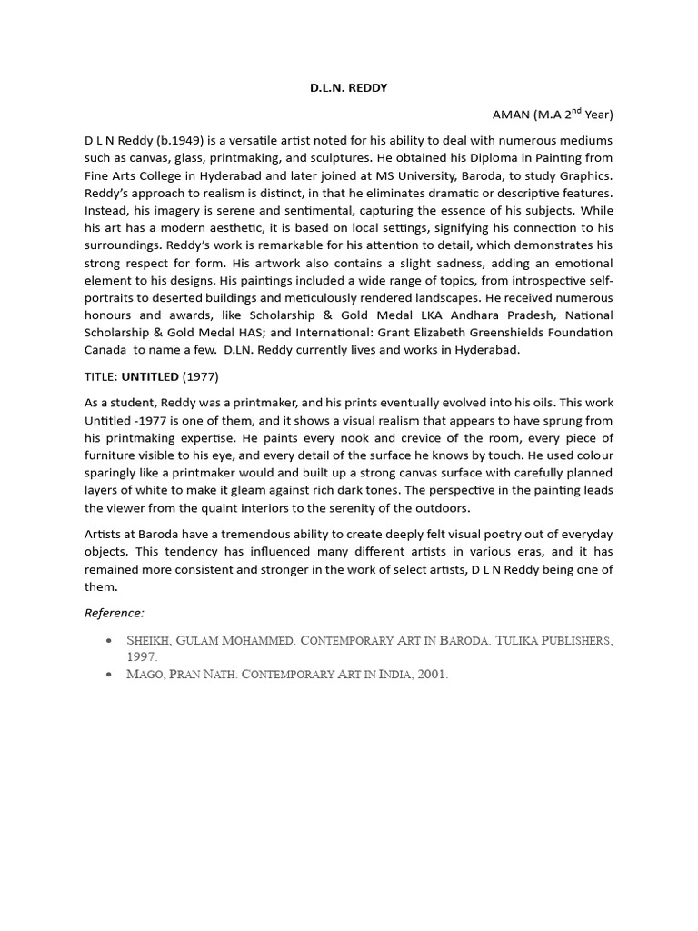 D.L.N. Reddy: Master of Visual Realism | PDF