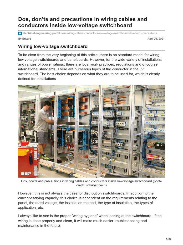Wiring Cables and Conductors Inside Low-Voltage Switchboard | PDF ...