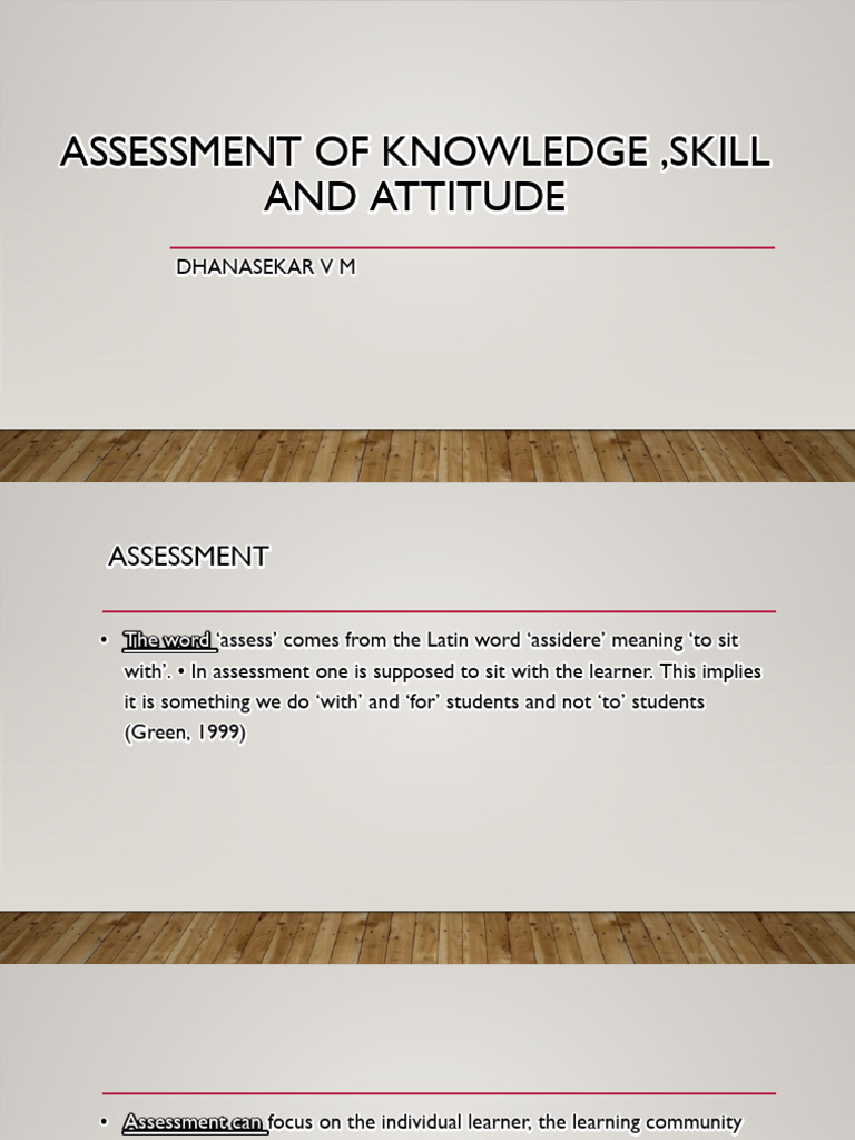 Knowledge, Skills, and Attitudes Assessment | PDF | Educational ...