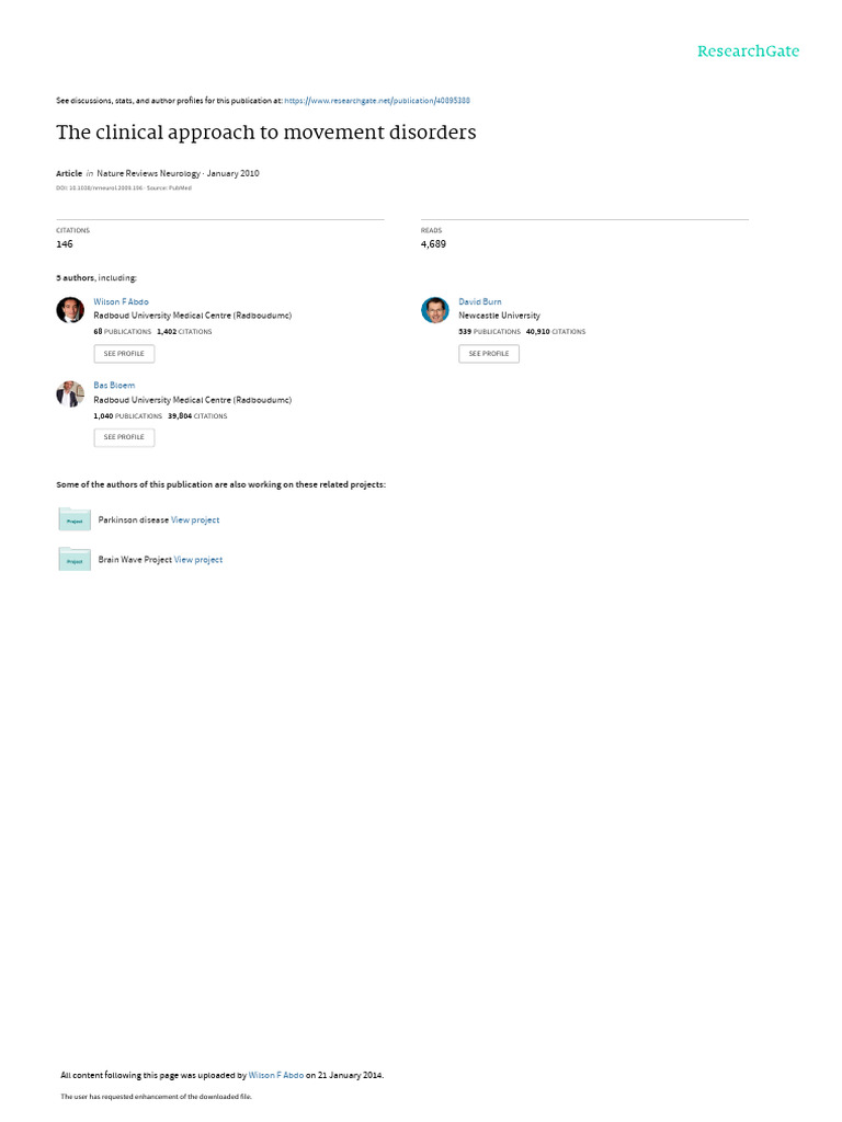 Clinical Approach to Movement Disorders | PDF | Dystonia | Medical ...