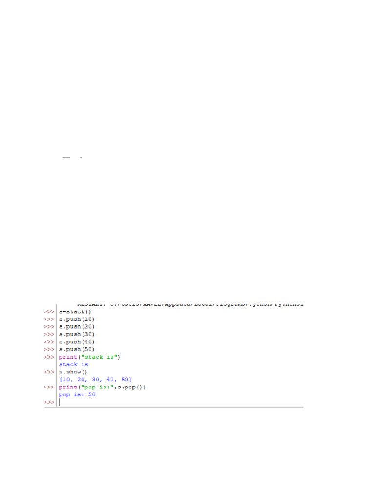 Stack Implementation in Python | PDF