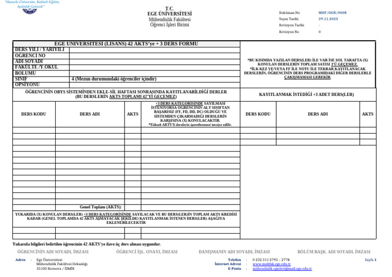 8_ MHF-OGR-0008 42 AKTS ye ILAVE TALEP FORMU | PDF