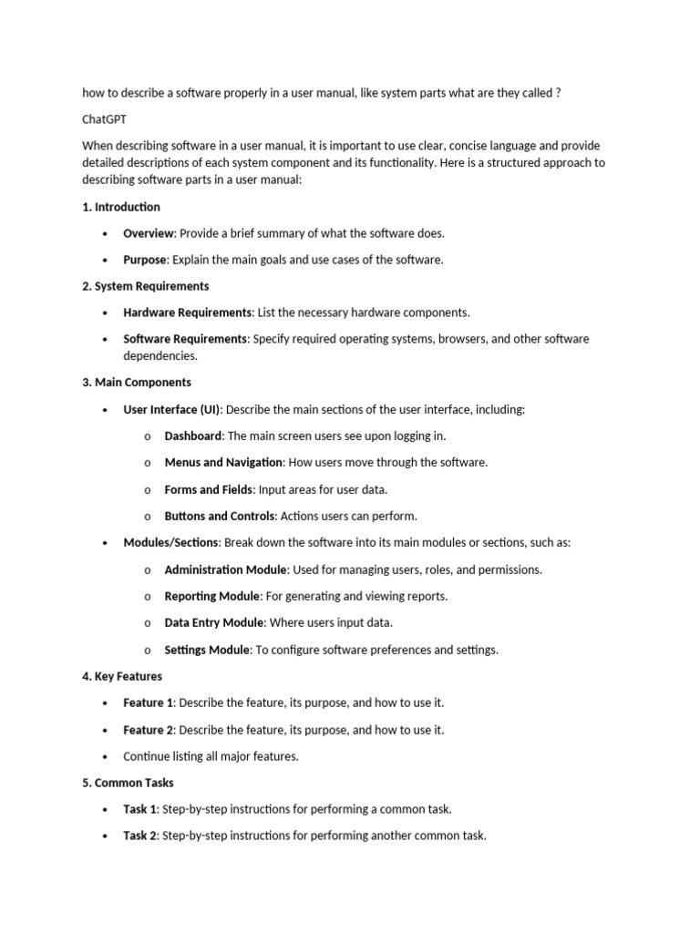 How to Describe a Software Properly in a User Manual | PDF | Software ...