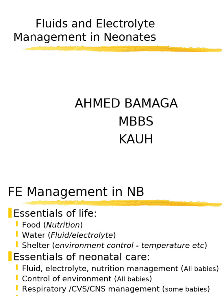 Neonatal Fluid and Electrolyte Management | PDF | Medical Specialties ...