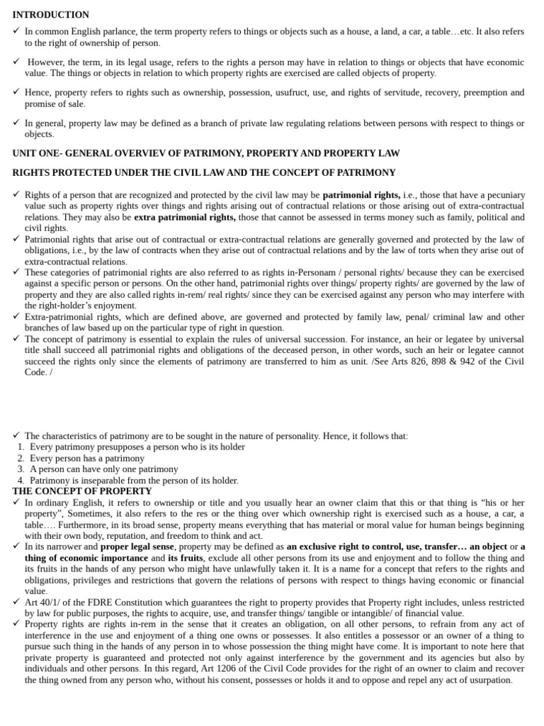 Law of Property | PDF | Property | Possession (Law)