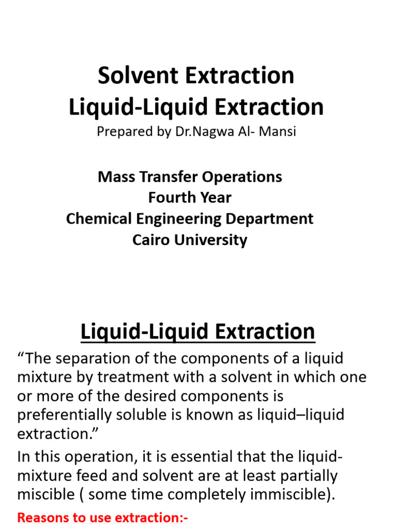 Liquid-Liquid Extraction Overview | PDF | Distillation | Liquids