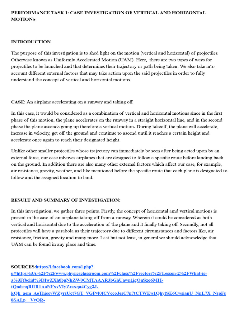 Performance Task 1 Case Investigation of Vertical and Horizontal ...