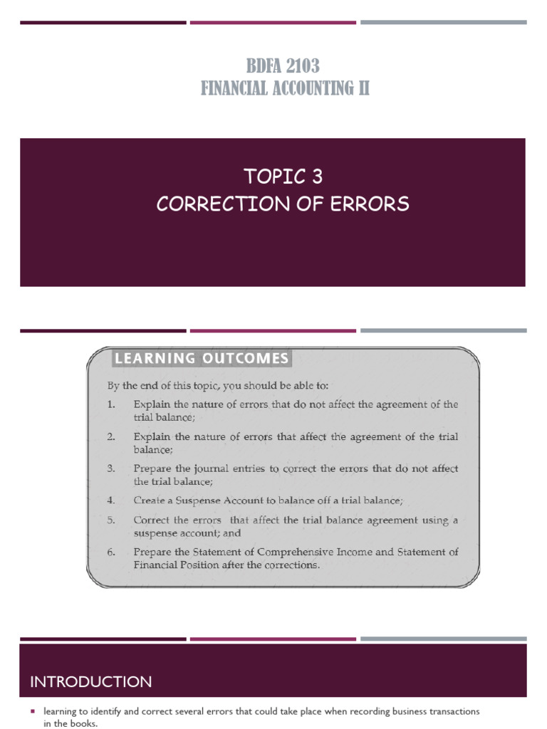 T3 Correction of Errors-21062024 | PDF | Debits And Credits | Money