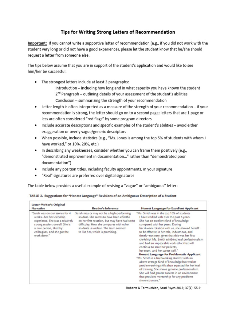 Letters-of-Recommendation Tips Sample | PDF | Residency (Medicine ...