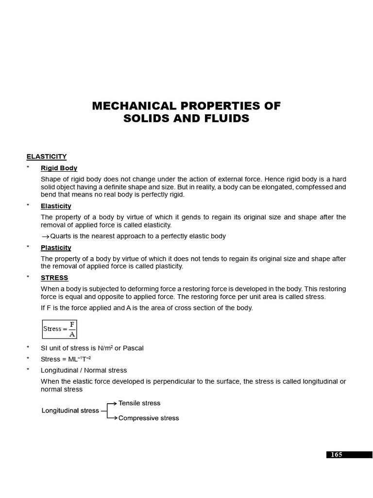 Mechanical Properties of Solids and Fluids | PDF | Deformation ...