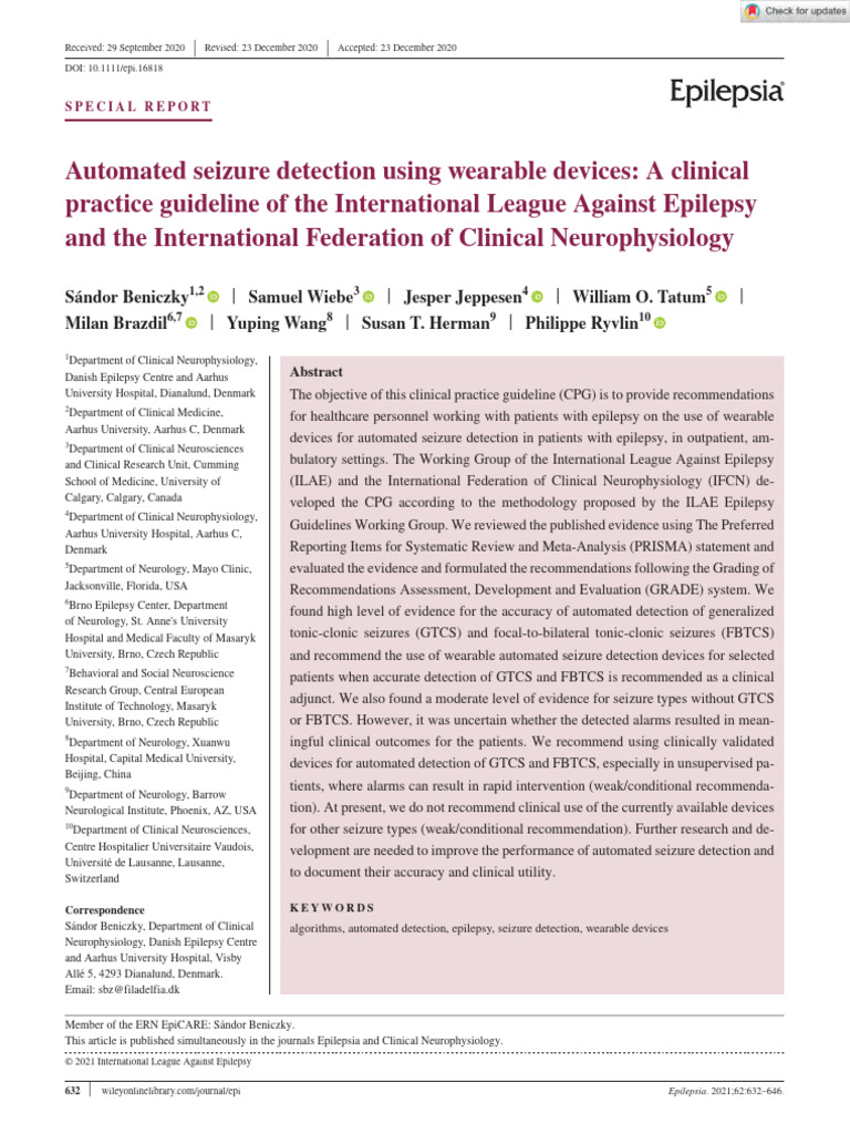 Automated Seizure Detection Guidelines | PDF | Epilepsy | Systematic Review