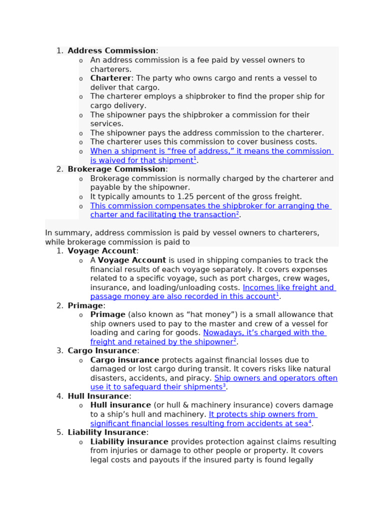 Understanding Address Commission in Shipping | PDF | Insurance | Cargo