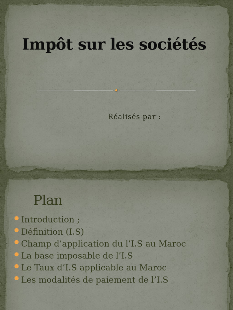 Impôt sur les sociétés au Maroc | PDF | Impôts | Dépréciation