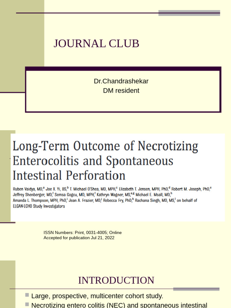 JC Nec Longterm Outcome | PDF | Children's Health | Medical Specialties